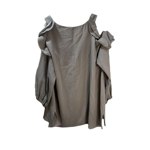 Umgee Cold Shoulder‎ Top Ruffle Gray Small NWOT - Picture 4 of 6